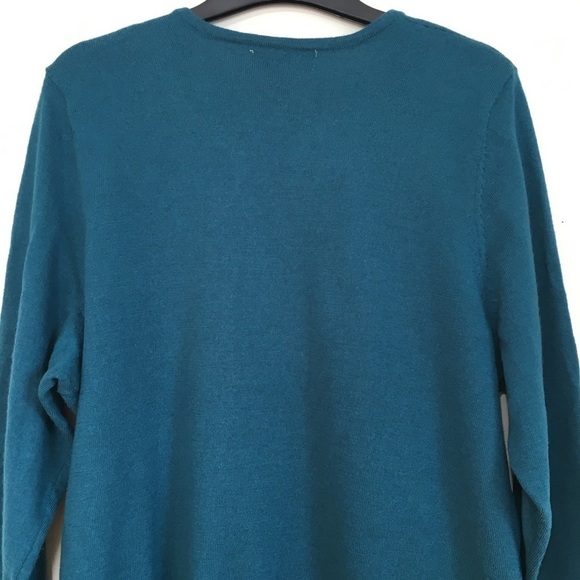 Susan Bristol 100% Merino Wool Blue Long Sleeve V-neck  Tight Knit Sweater - Picture 5 of 15